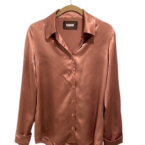 Reformation Copper Long Sleeve Button Down Blouse. Size XS. 100% Silk.
